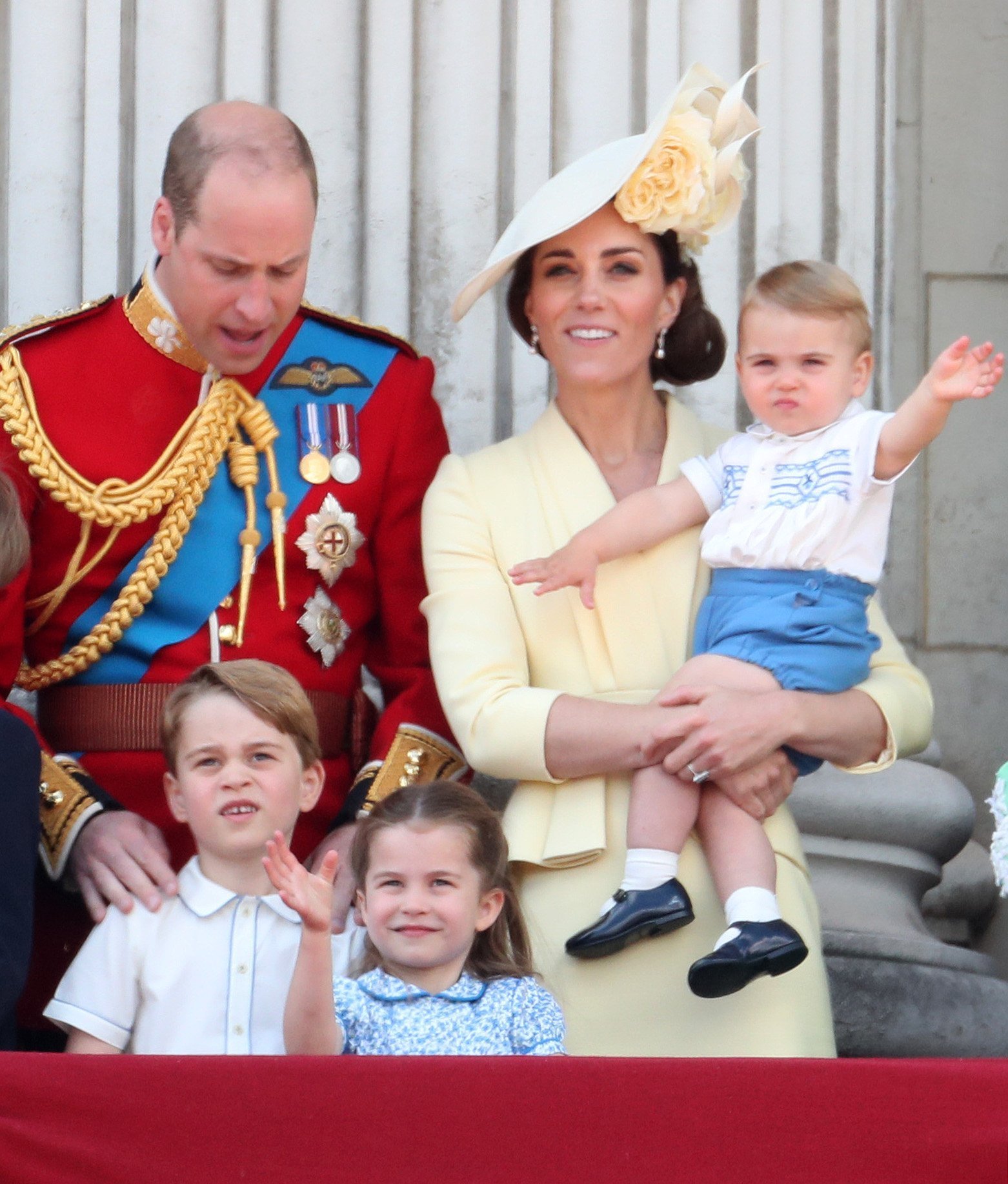 Prince William, Duchess Kate, Prince Louis, Princess Charlotte, and Prince George at Trooping The Colour, the Queen's annual birthday parade, on June 08, 2019 in London, England | Photo: Getty Images