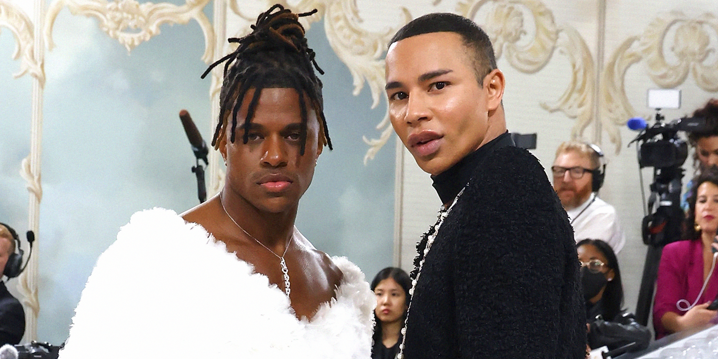Jeremy Pope and Olivier Rousteing on May 1, 2023 in New York City. | Source: Getty Images