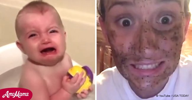 Baby's smile quickly turns into sobs after failing to recognize mom in face mask