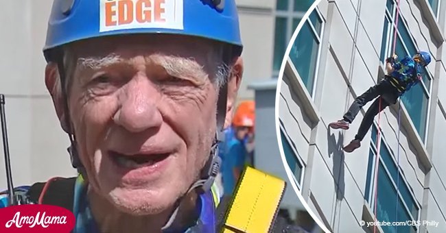 90-year-old WWII veteran rappels down a skyscraper to raise money for cancer research