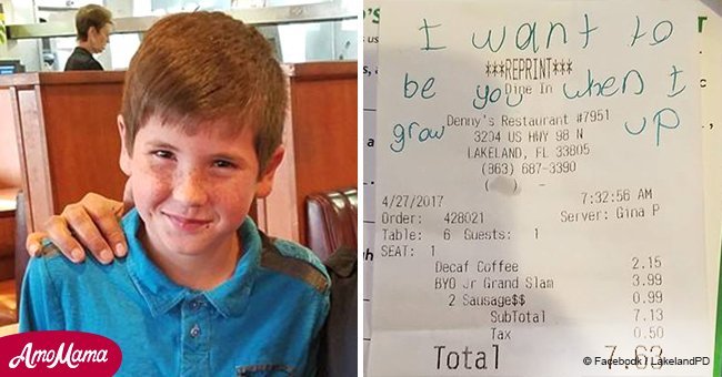 9-year-old boy buys cop breakfast and leaves him a touching note