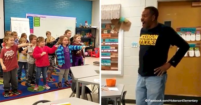 Deaf custodian wipes tears from his eyes as kindergarteners 'sing' 'Happy Birthday' to him (video)