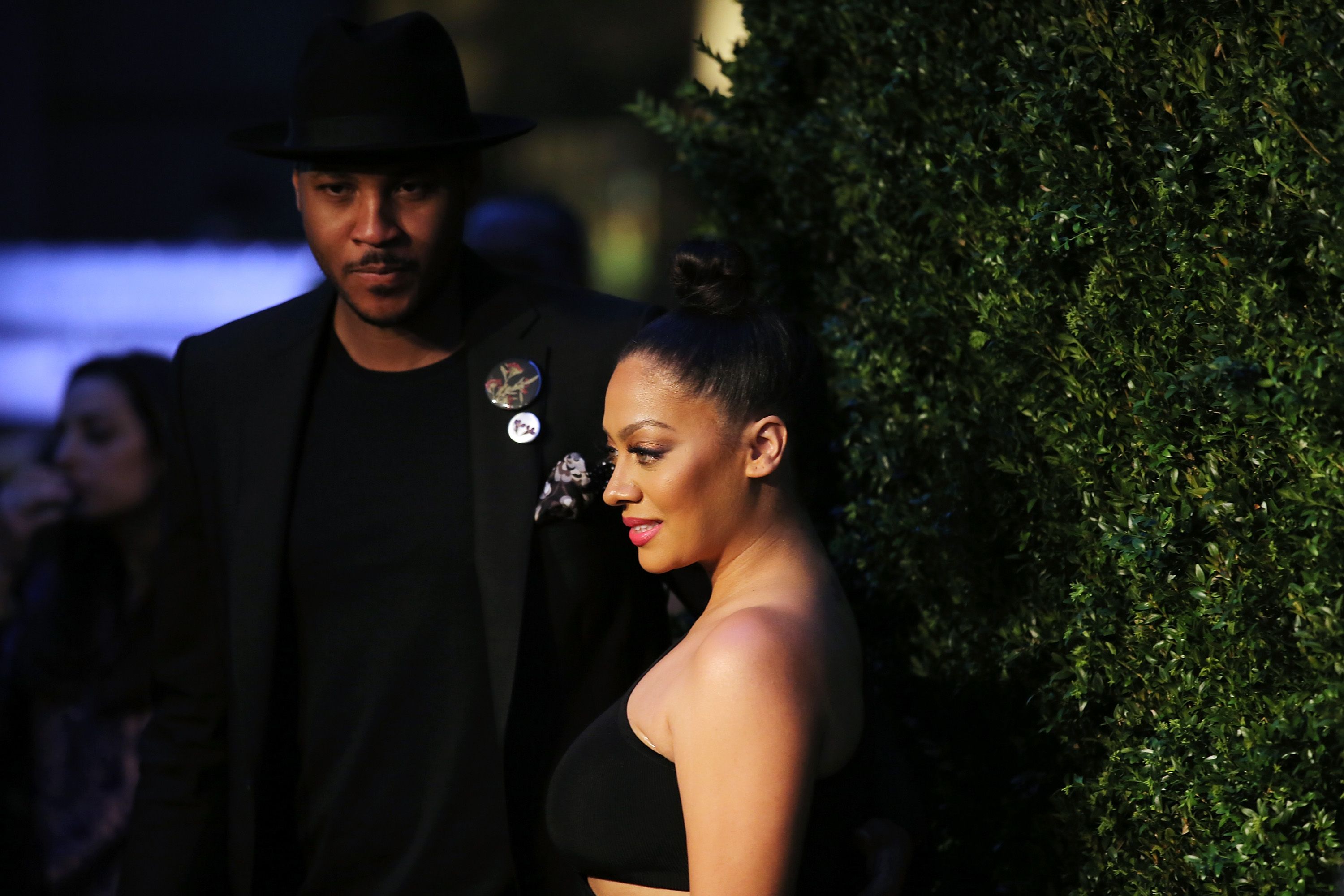 Carmelo Anthony and La La Anthony attend the 11th Annual Chanel Tribeca Film Festival Artists Dinner at Balthazar on April 18, 2016 in New York City. | Source: Getty Images