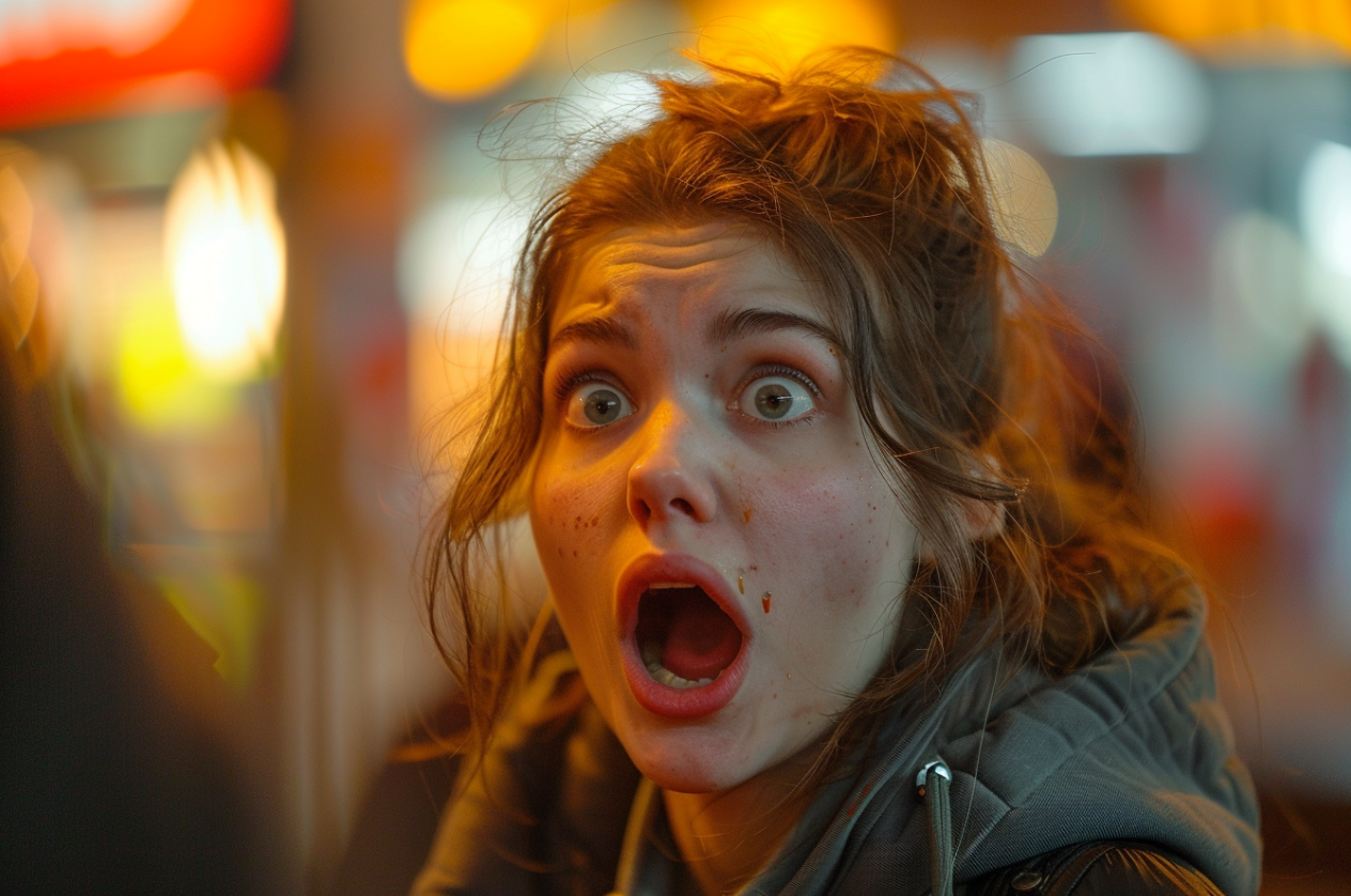 A woman shocked by her spicy food | Source: Midjourney