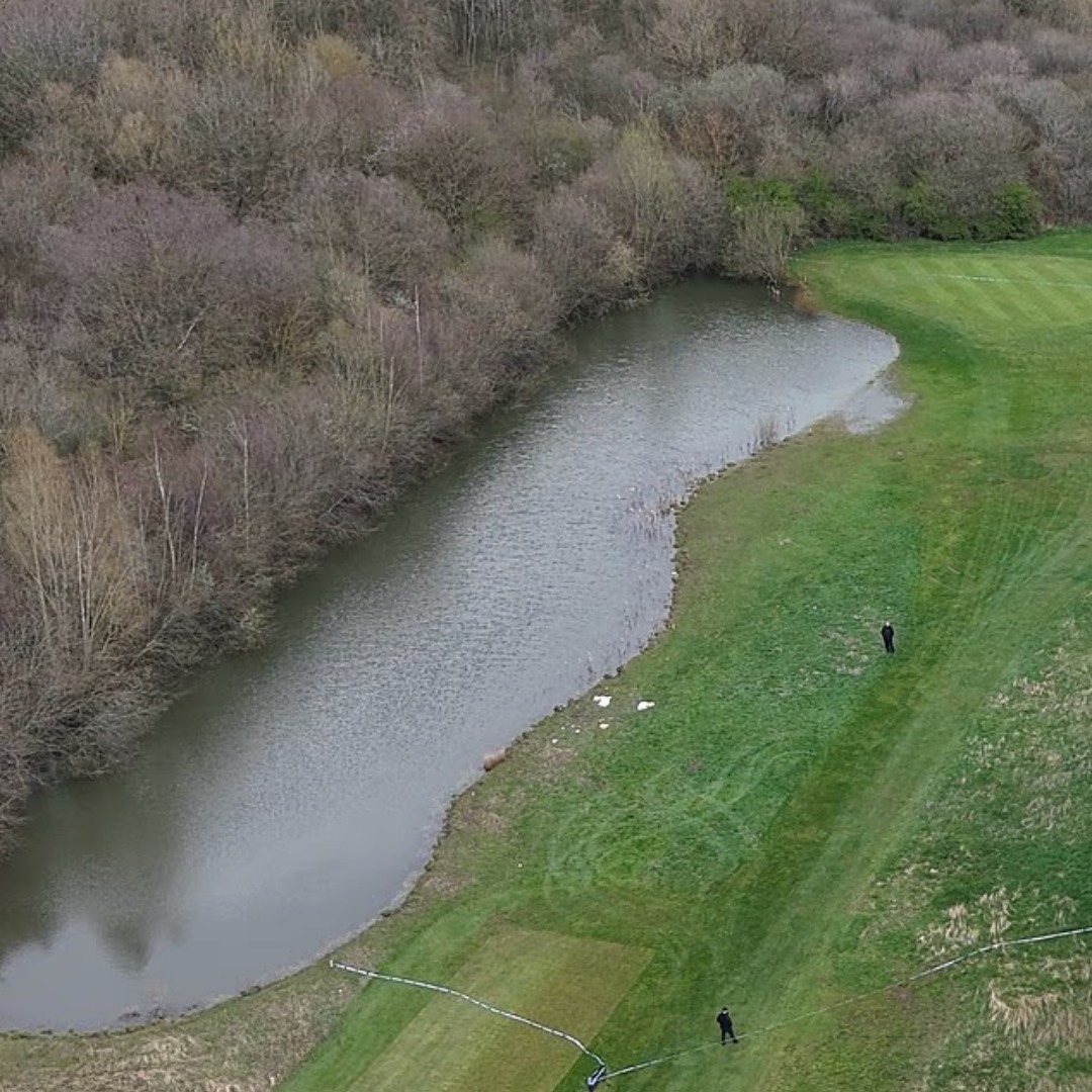 The pond in the park where Nyla May Bradshaw went missing, shared on April 1, 2026 | Source: Facebook/Daily Mail Video
