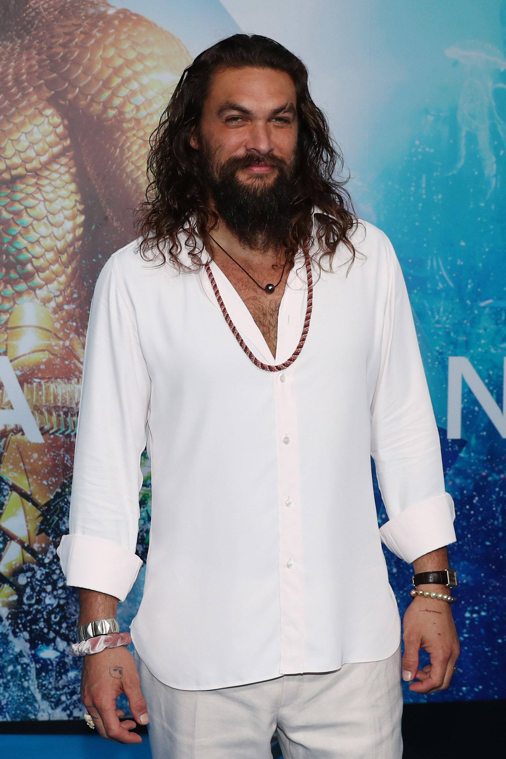 Jason Momoa at the "Aquaman" premiere. | Source: Getty Images