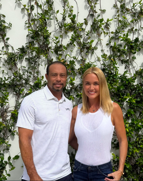 Tiger Woods and Vanessa Trump smiling for a photo together, posted on March 24, 2025. | Source: X/@TigerWoods
