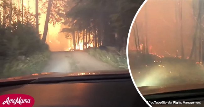 Hikers' dramatic escape through raging wildfire caught on camera