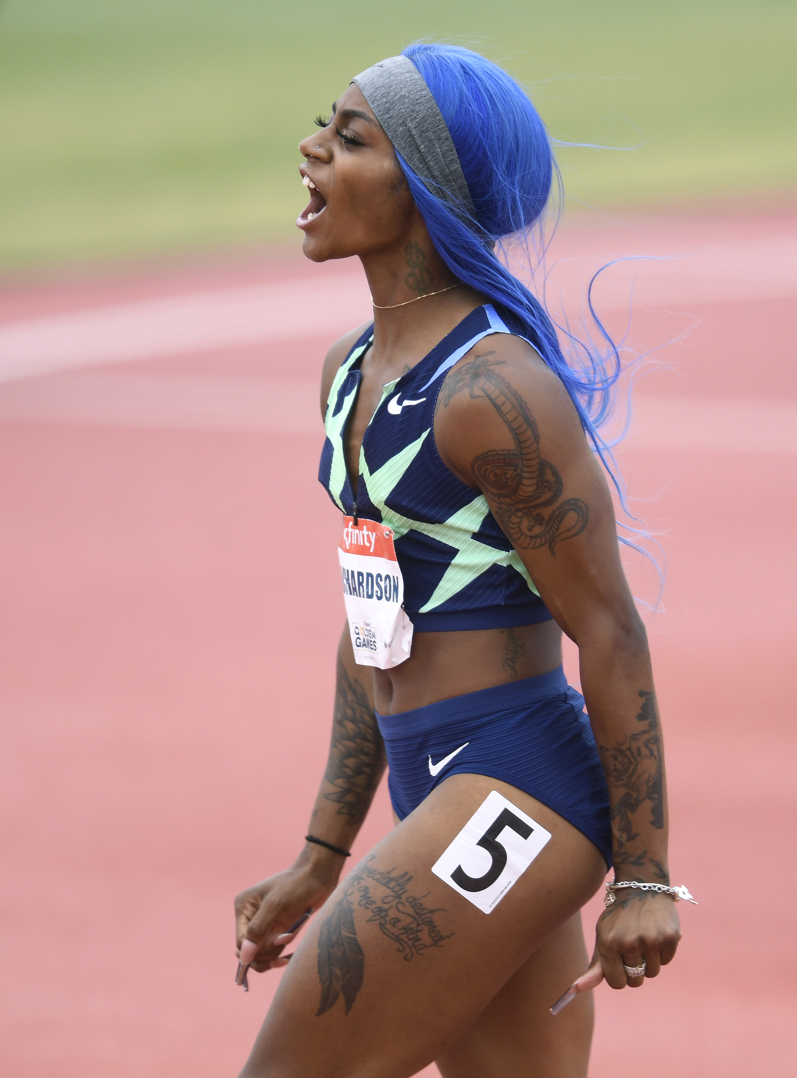 Sha'Carri Richardson after winning in the Women's 100-meter Dash Prelims during the USATF Golden Games and World Athletics Continental Tour event on May 9, 2021, in Walnut, California. | Source: Getty Images