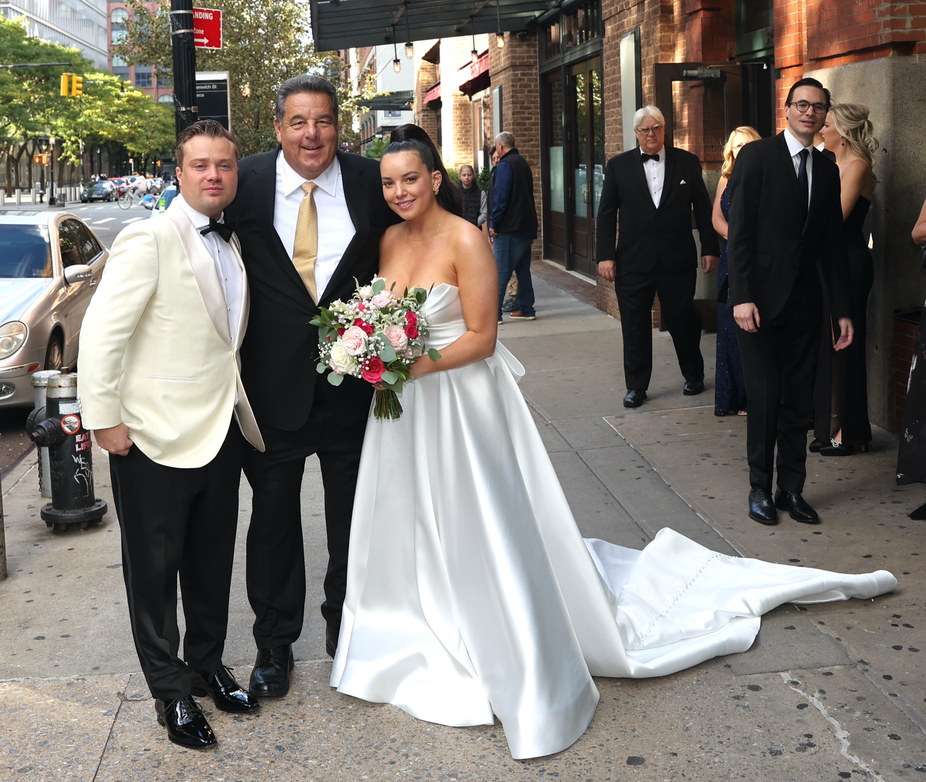 Zach Binder, Steve, and Ciara Schirripa on Ciara and Zach's wedding day in New York City on October 8, 2023 | Source: Getty Images