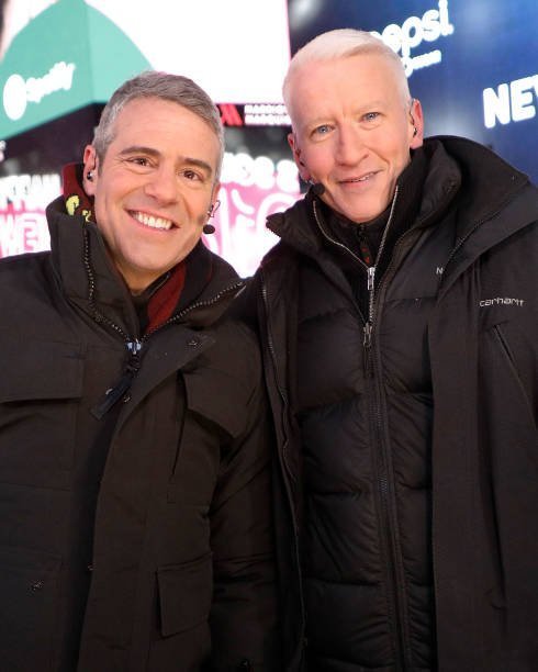  Andy Cohen and Anderson Cooper host CNN's New Year's Eve coverage at Times Square on December 31, 2017. | Photo Credit: Getty Images