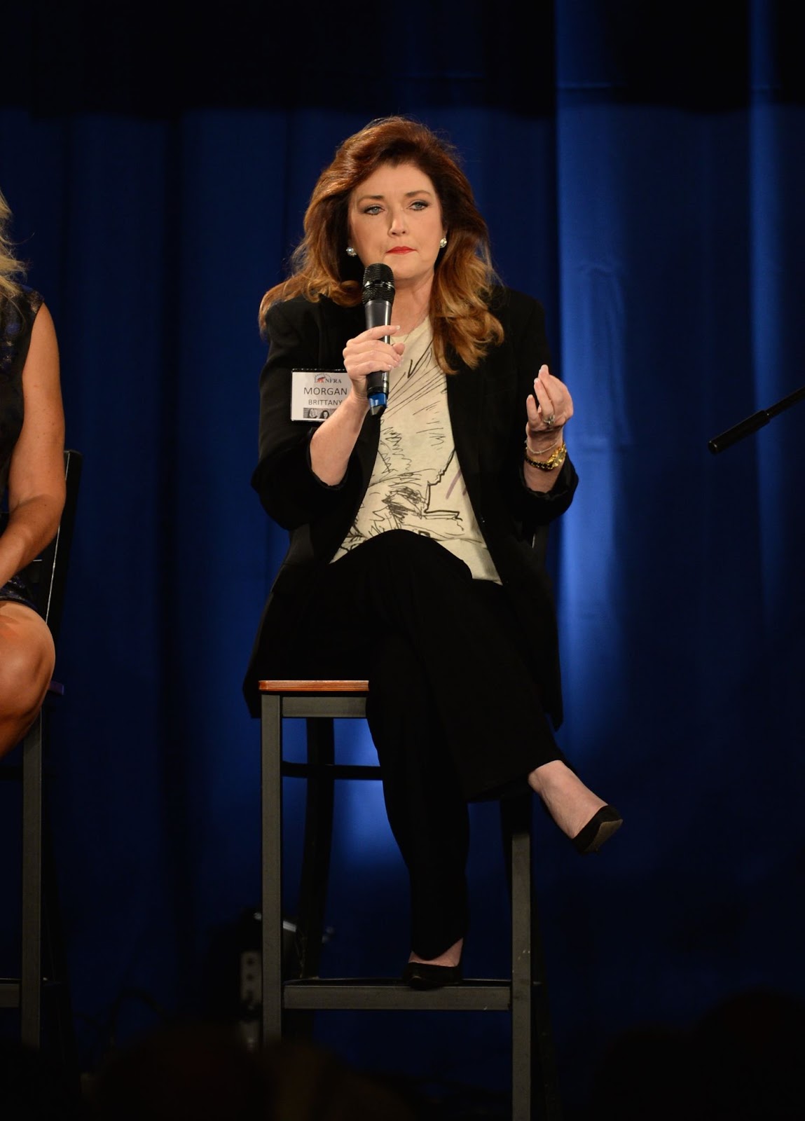 Morgan Brittany of Politichicks speaking at the National Federation of Republican Assemblies (NFRA) Presidential Preference Convention on August 29, 2015, in Nashville, Tennessee. | Source: Getty Images