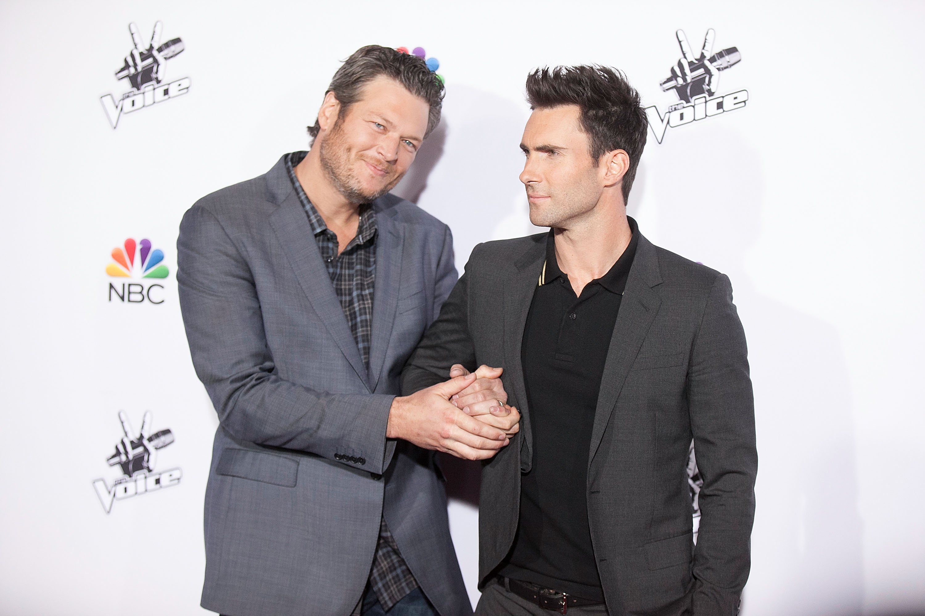 Blake Shelton and Adam Levine at "The Voice" Season 7 Red Carpet Event on November 24, 2014 | Photo: GettyImages