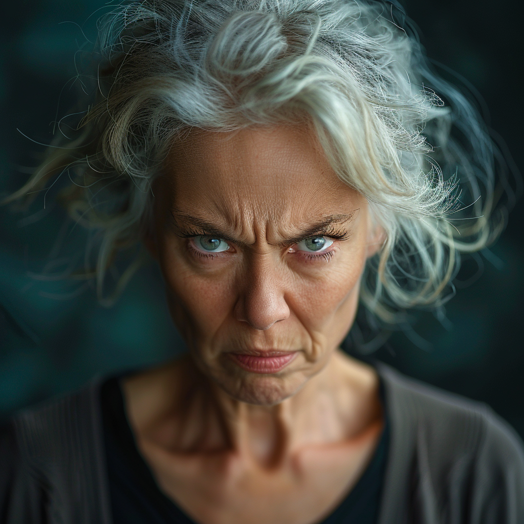 An angry senior woman | Source: Midjourney