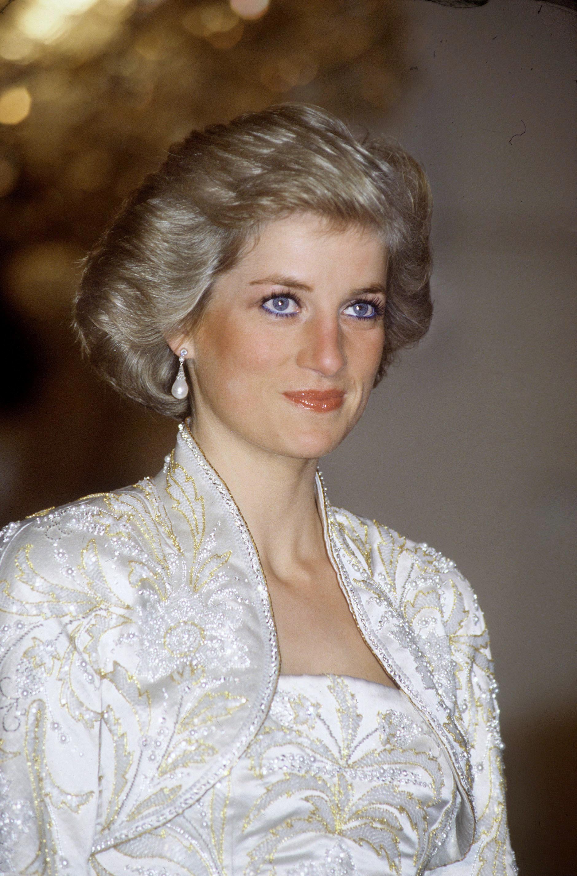 Princess Diana photographed at a state banquet at the Champs Elysee Palace in Paris, France ┃Source: Getty Images