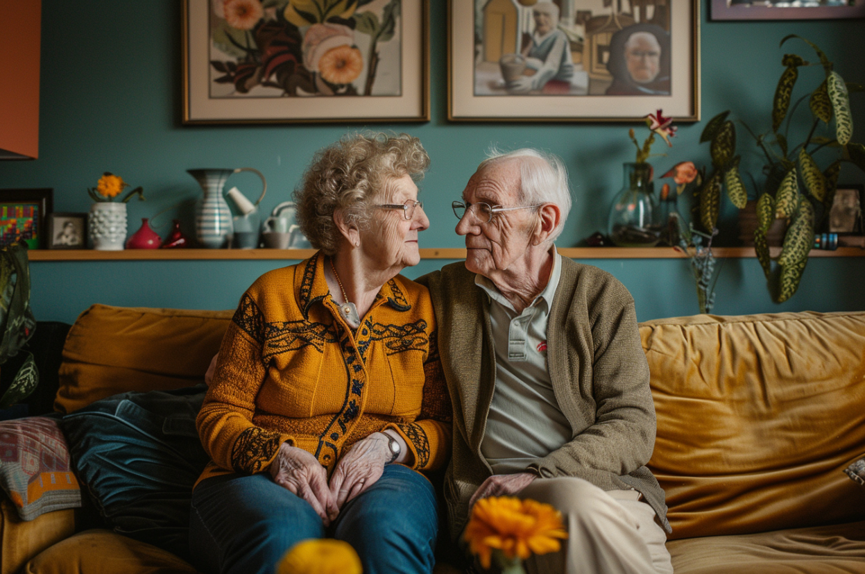 Elderly couple sharing a glance | Source: MidJourney