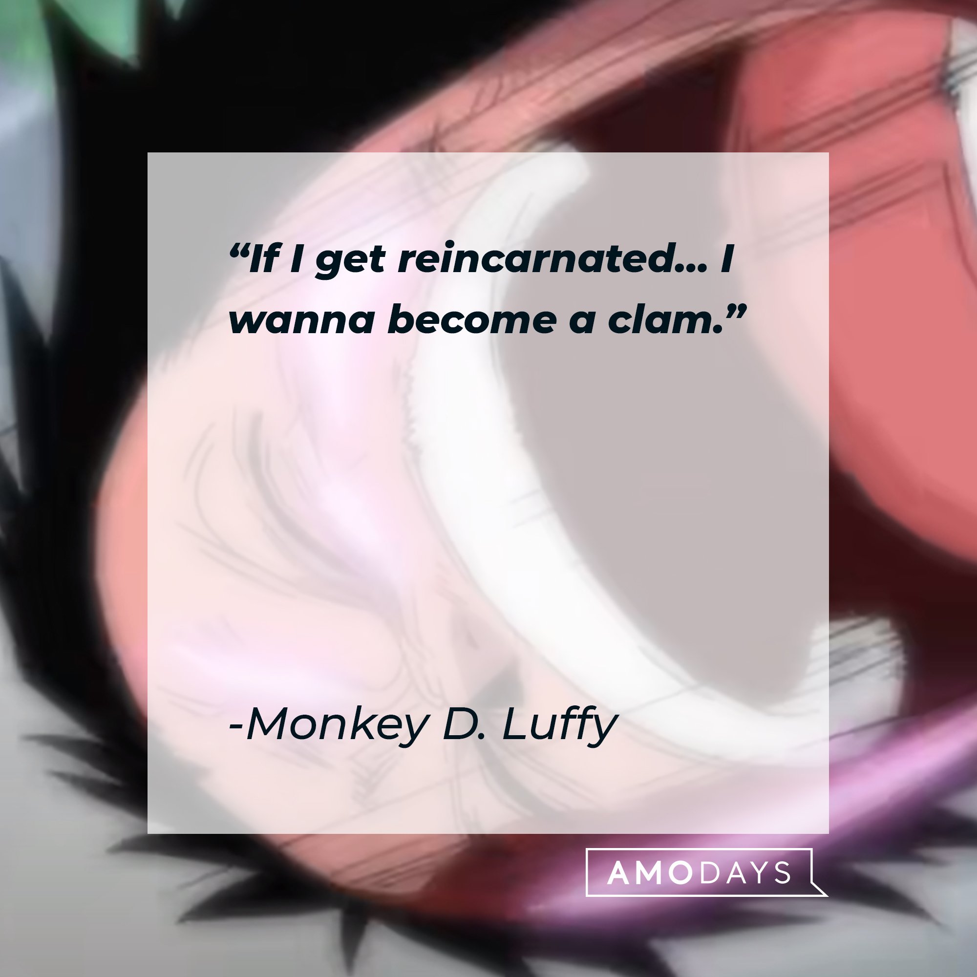 Monkey D. Luffy's quote:  "If I get reincarnated… I wanna become a clam."  |  Image: AmoDays