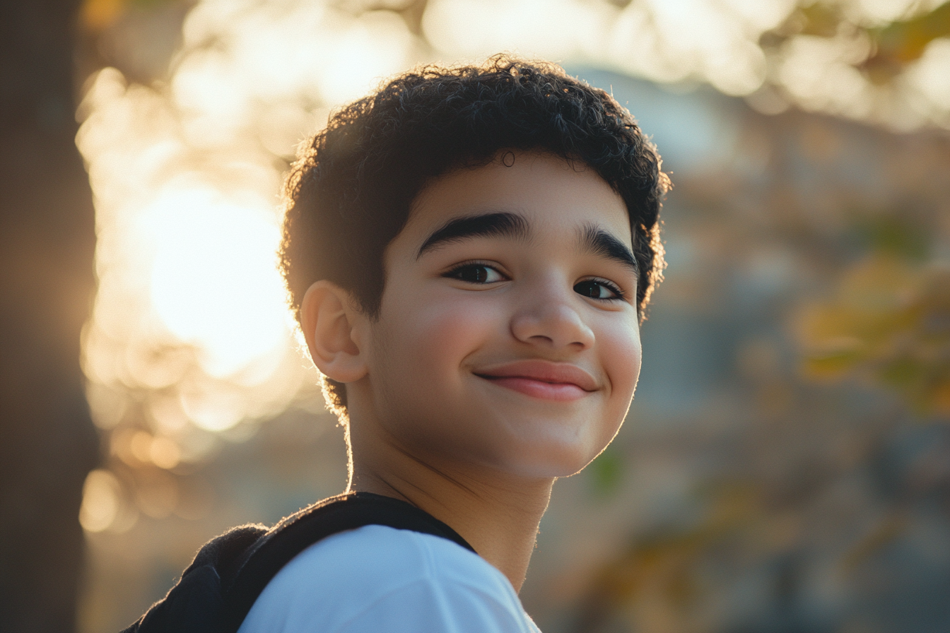 A boy smiling while going home | Source: Midjourney