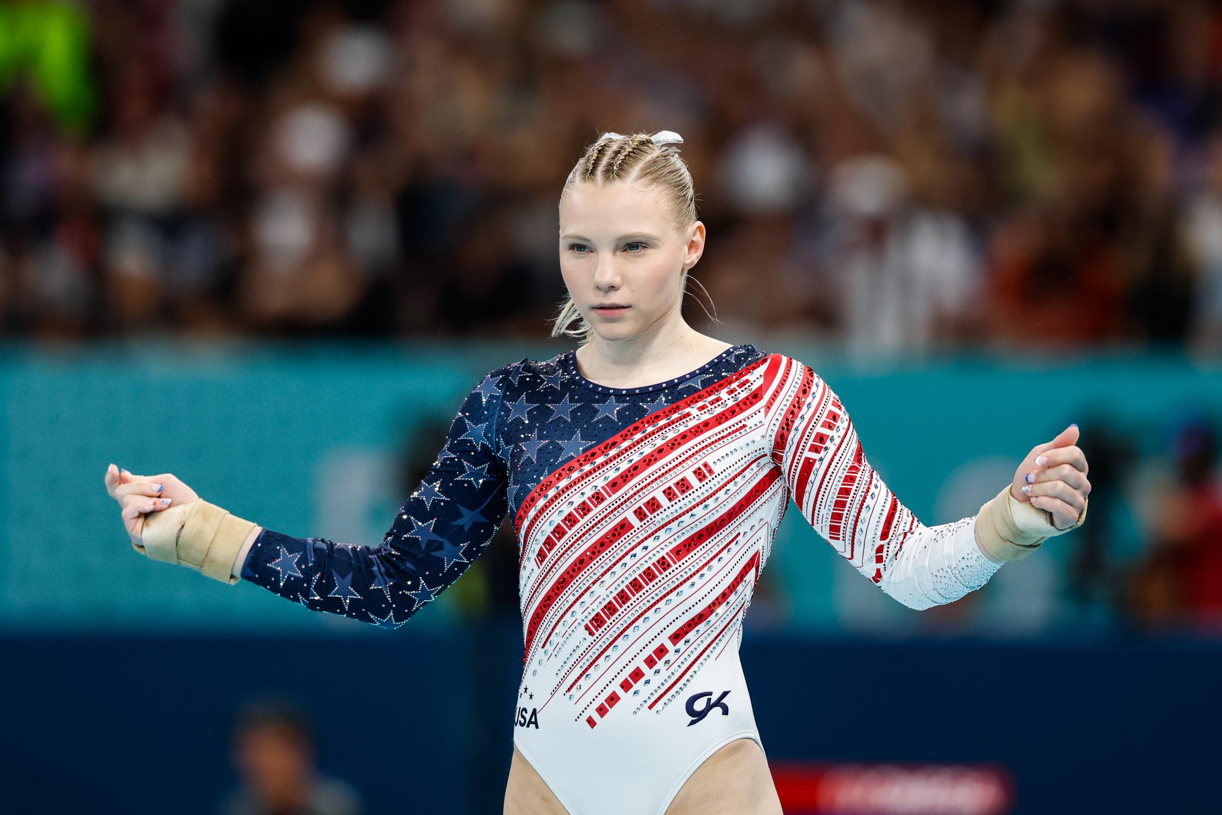 Jade Carey of the United States competes in the Vault Event during the Women's Team Final of Artistic Gymnastics on July 30, 2024 | Source: Getty Images