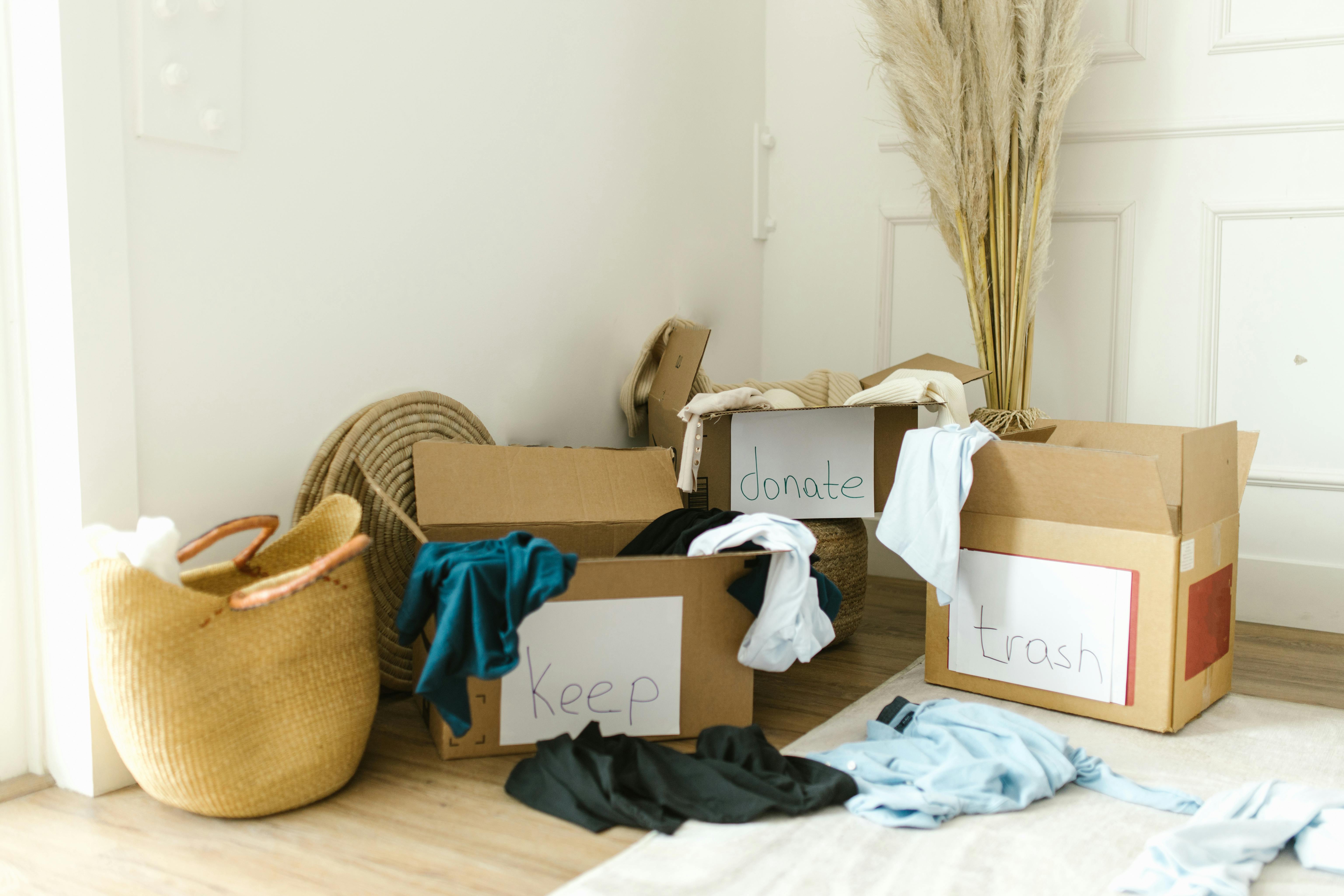 Decluttering boxes | Source: Pexels