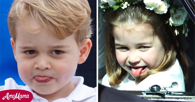Photos show that the Queen's grandchildren often stick their tongues out