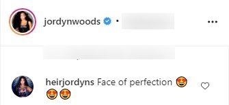 A fan's comment under Jordyn Woods' post. | Photo: Instagram/jordynwoods
