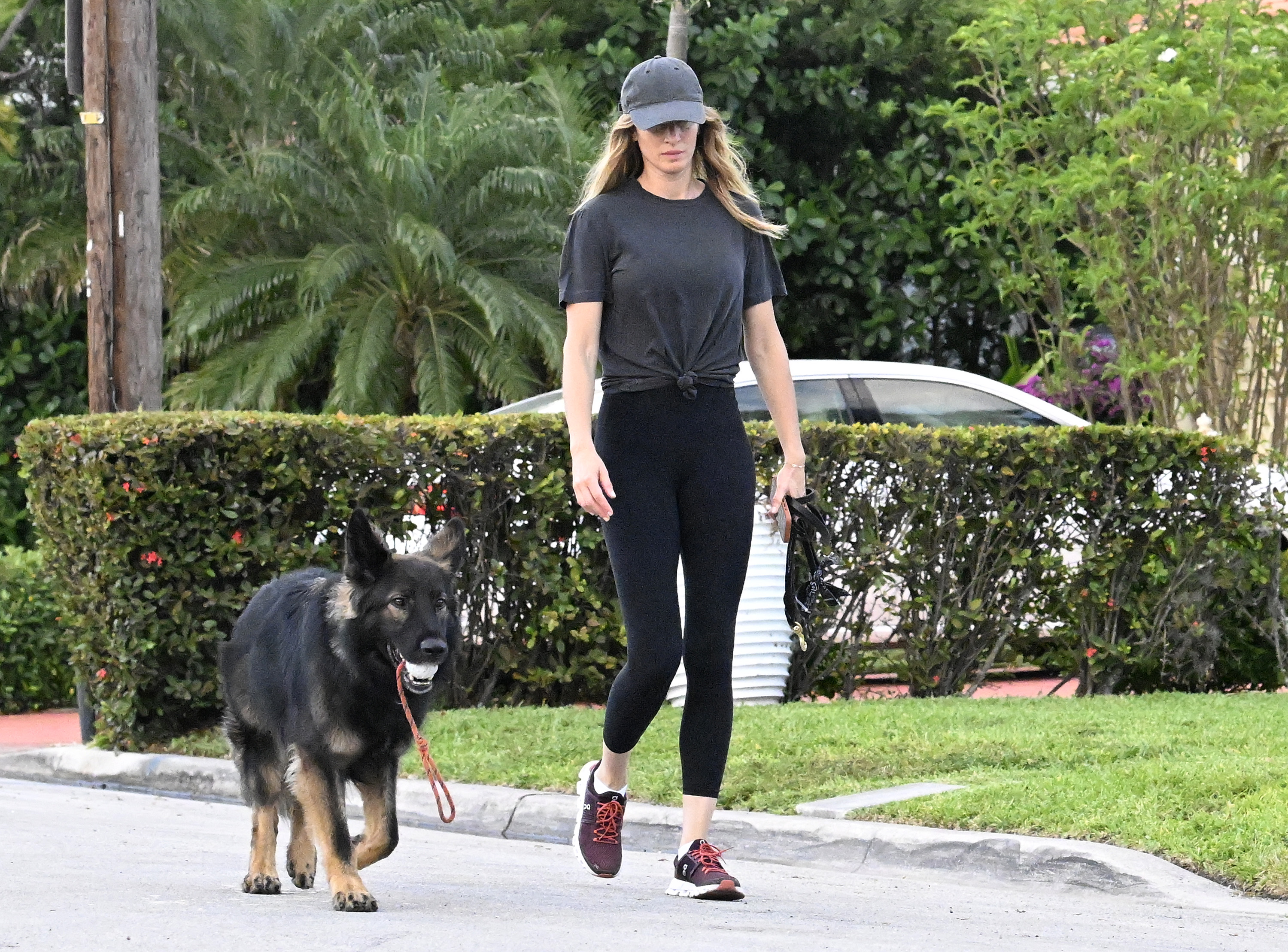 Gisele Bündchen is seen with her dog on April 16, 2024 in Surfside, Florida | Source: Getty Images