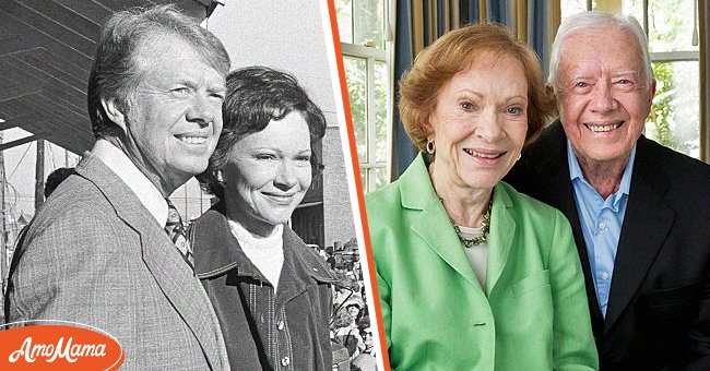 Jimmy Carter and his wife Rosalynn on March 11, 1976 in Plains, Georgia [left]. Jimmy and Rosalynn at home on March 21, 2021 [right] | Photo: Getty Images - Facebook/Jimmy Carter Presidential Library