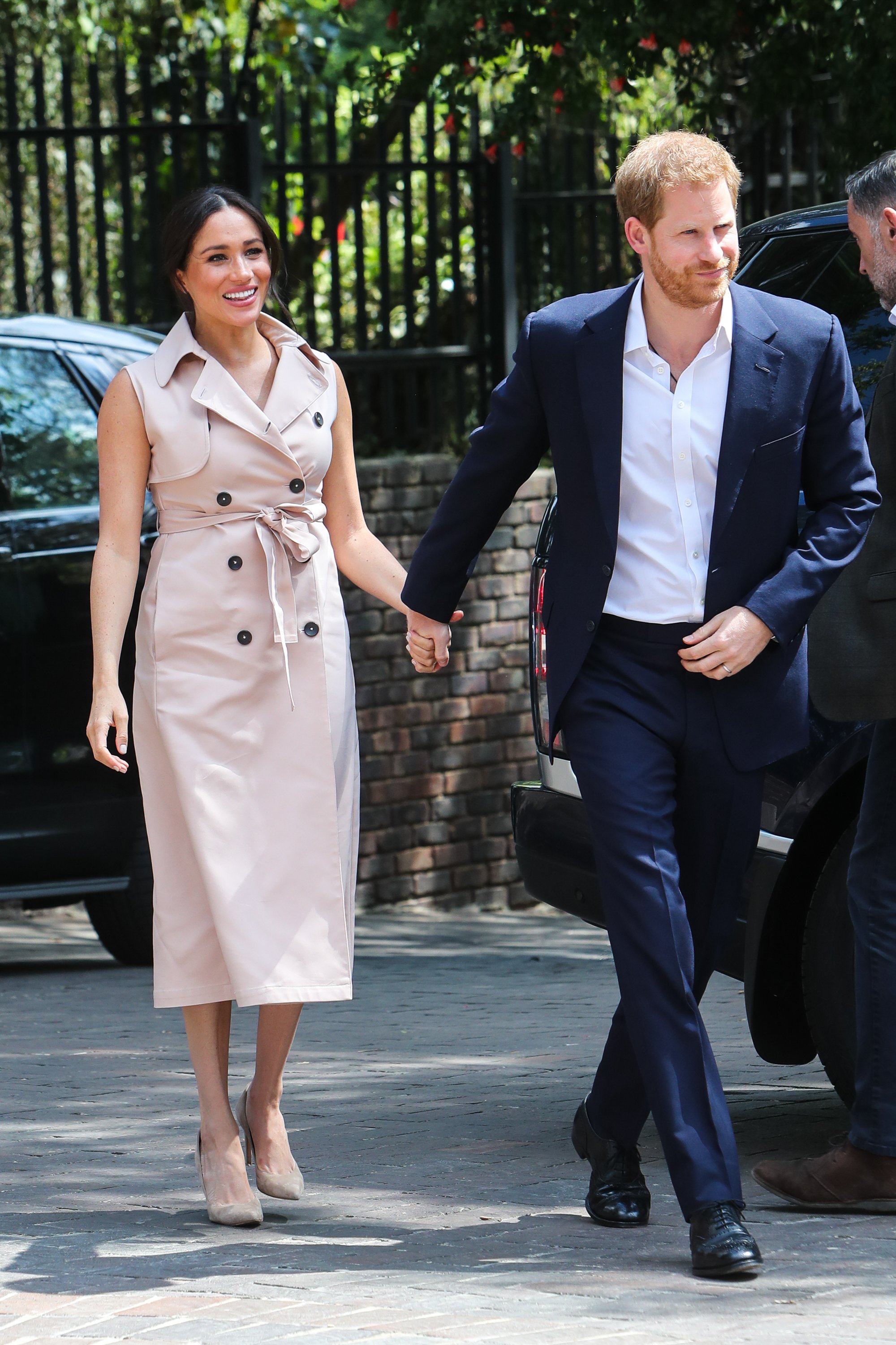 Meghan Markle and Prince Harry arrive to meet Graca Machel, widow of the late Nelson Mandela on October 2, 2019 in Johannesburg, South Africa ┃Source: Getty Images