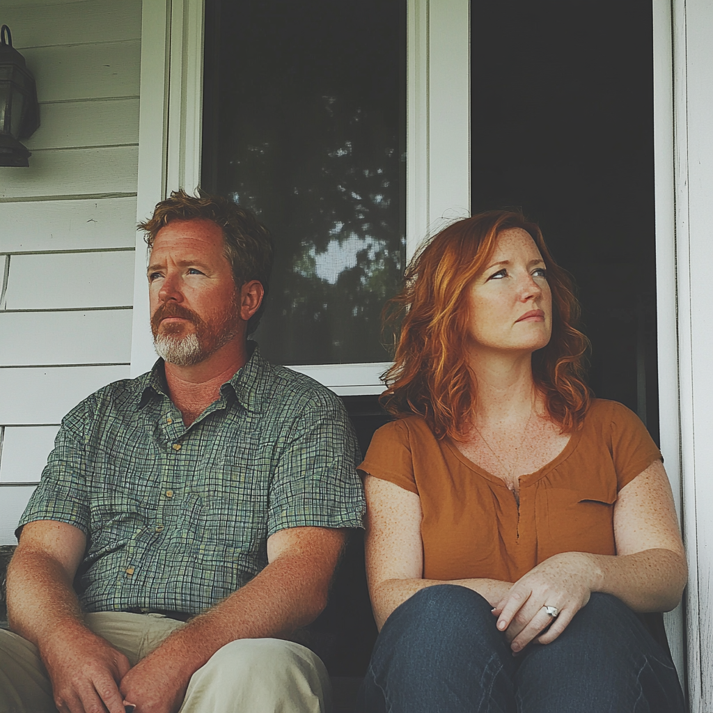 A couple sitting on a porch | Source: Midjourney