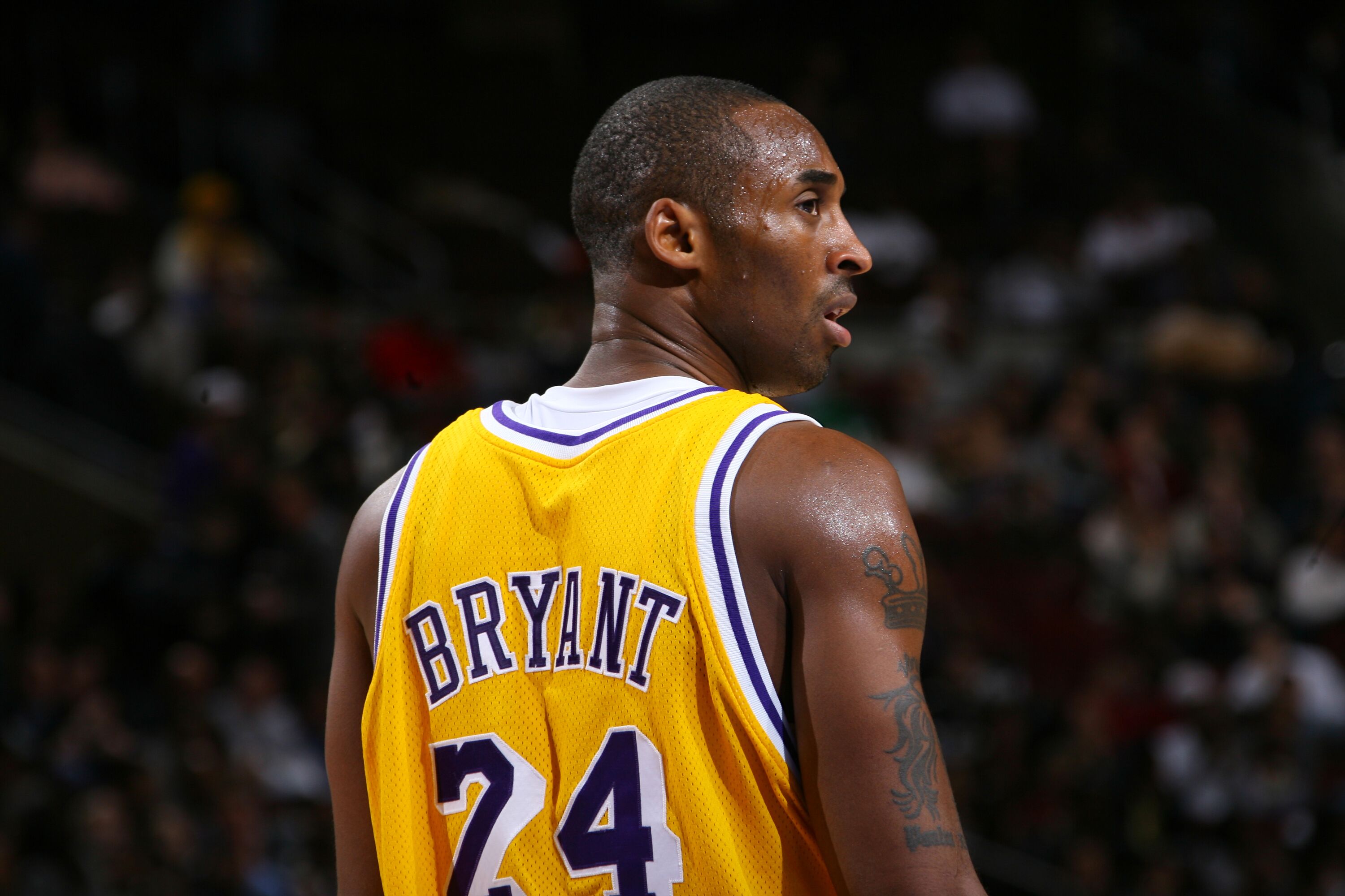 A portrait of Kobe Bryant at an NBA game | Source: Getty Images/GlobalImagesUkraine