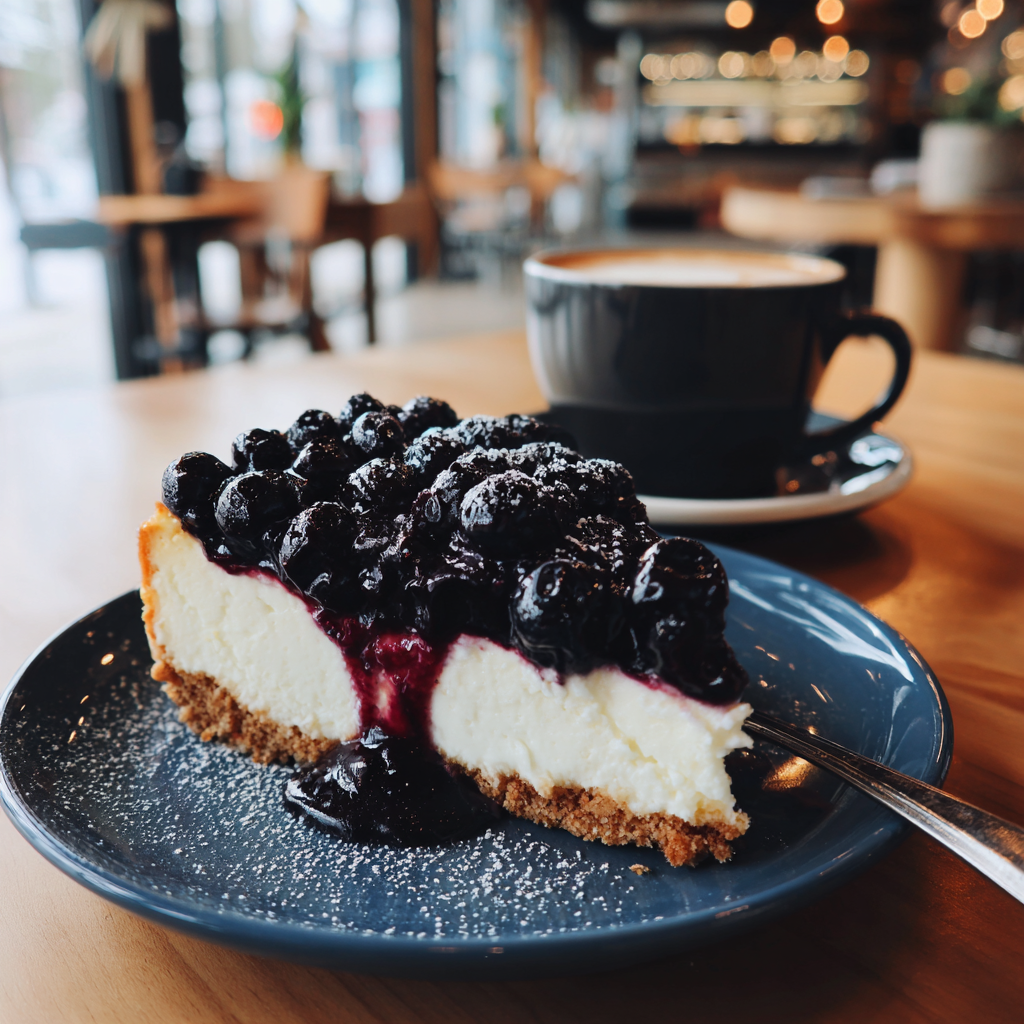 A slice of cheesecake on a table | Source: Midjourney