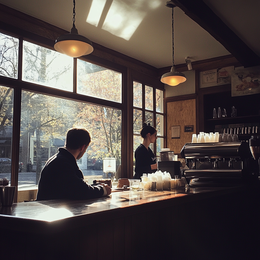 A man sitting at a counter | Source: Midjourney