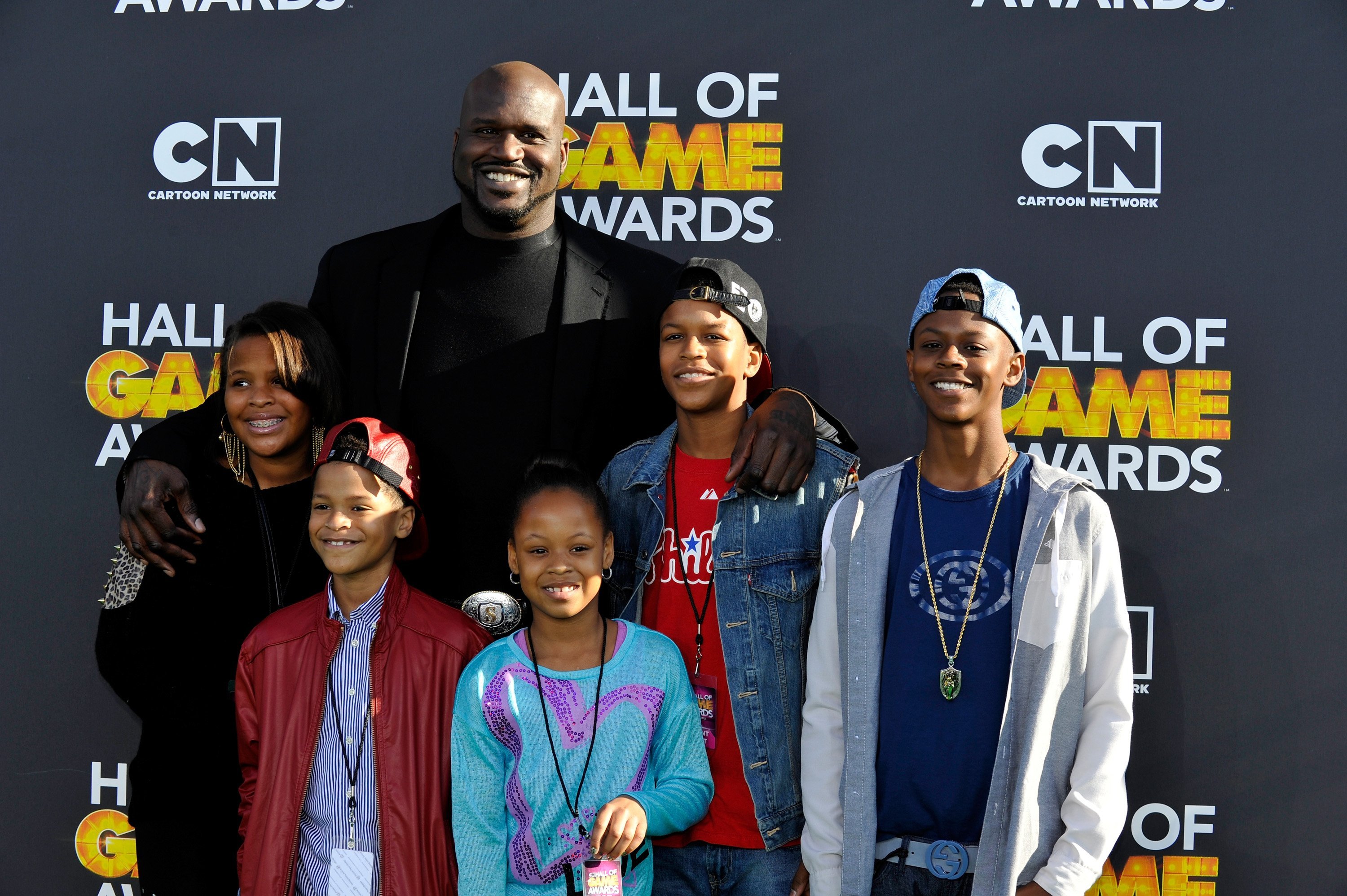 Taahirah, Shaquille, Shareef, Me'arah, Shaqir, and Myles O'Neal at the Third Annual Hall of Game Awards | Photo: Getty Images