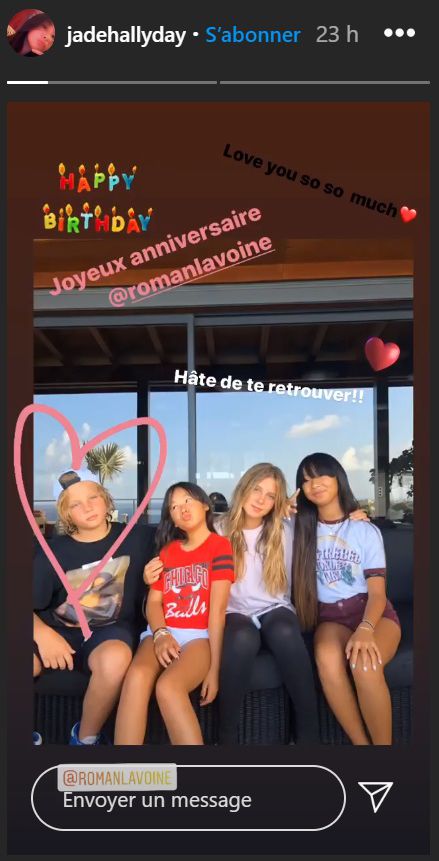 Capture d'écran de la story Instagram de Jade Hallyday. - jadehallyday | Instagram
