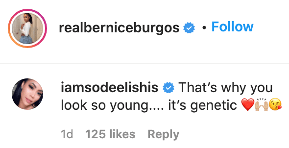 A fan's comment on Bernice Burgos' photo. | Source: Instagram/realberniceburgos