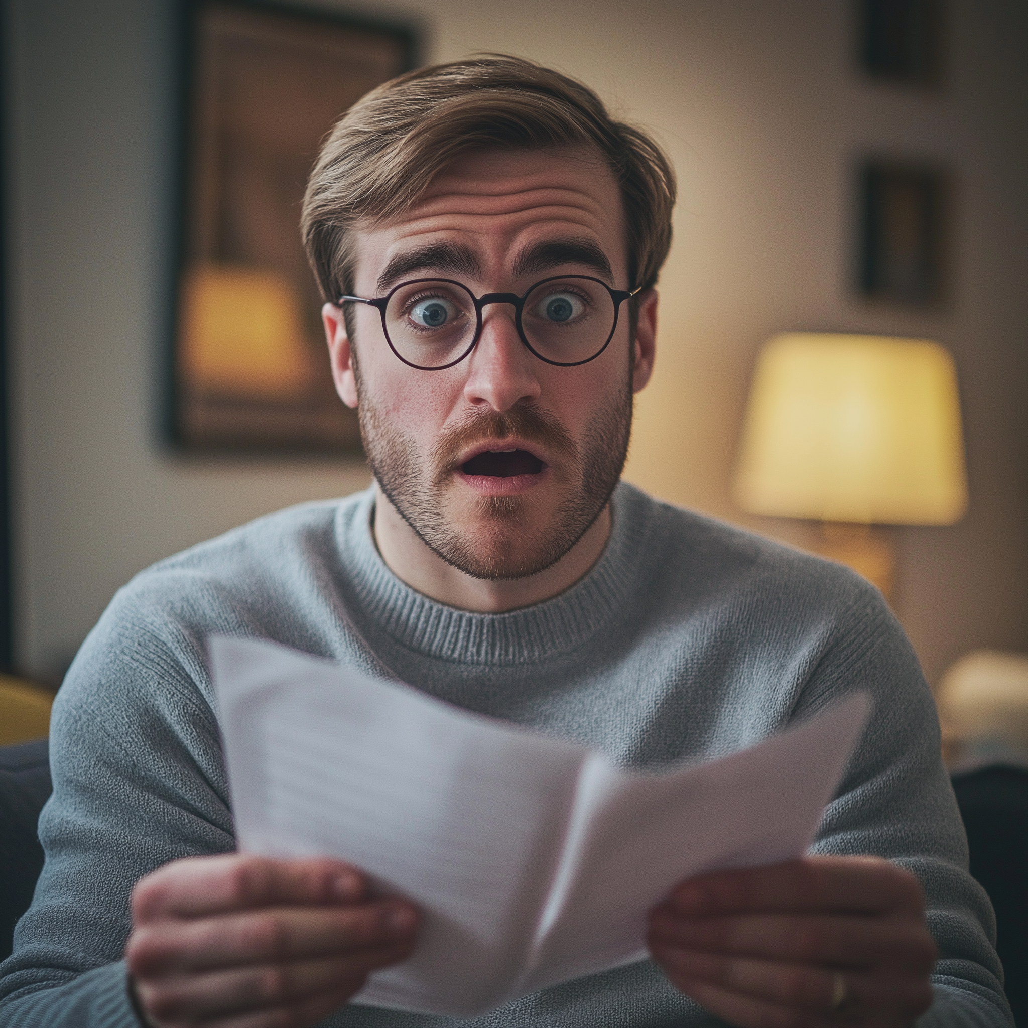 A shocked man looking at a document | Source: Midjourney