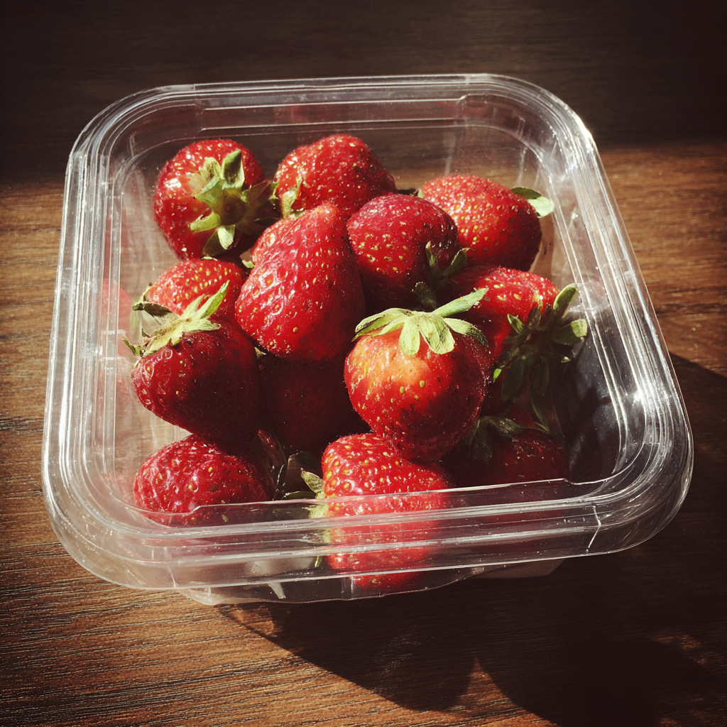 A container of strawberries | Source: Midjourney