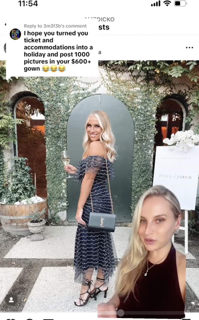Amy Dickinson sharing an image of her wearing the $650 dress to another wedding | Source: tiktok/amzdick