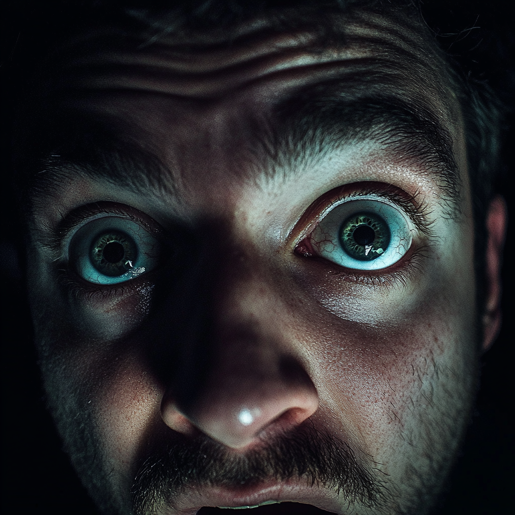 A close up of a shocked man | Source: Midjourney