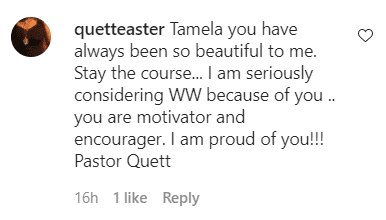 A fan's comment on Tamela Mann's recent IG video. | Photo: Instagram/Davidandtamela
