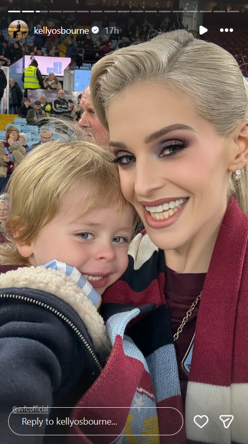 Kelly Osbourne poses with her son at Villa Park on 21 December 2025 in Birmingham, England. | Source: Instagram/kellyosbourne