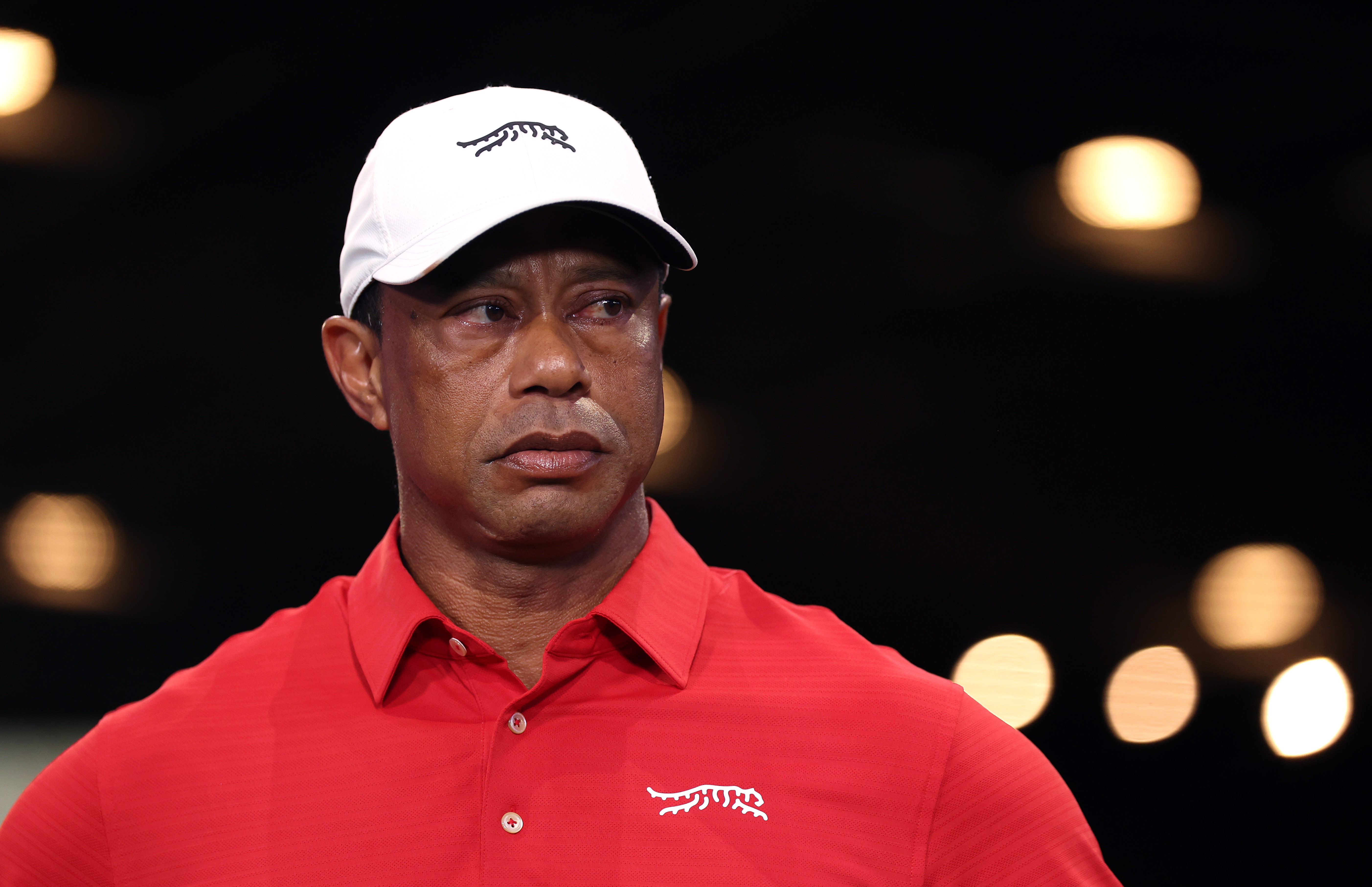 Tiger Woods of Jupiter Links Golf Club looks on after the match against the Los Angeles Golf Club at SoFi Center on March 24, 2026, in Palm Beach Gardens, Florida | Source: Getty Images