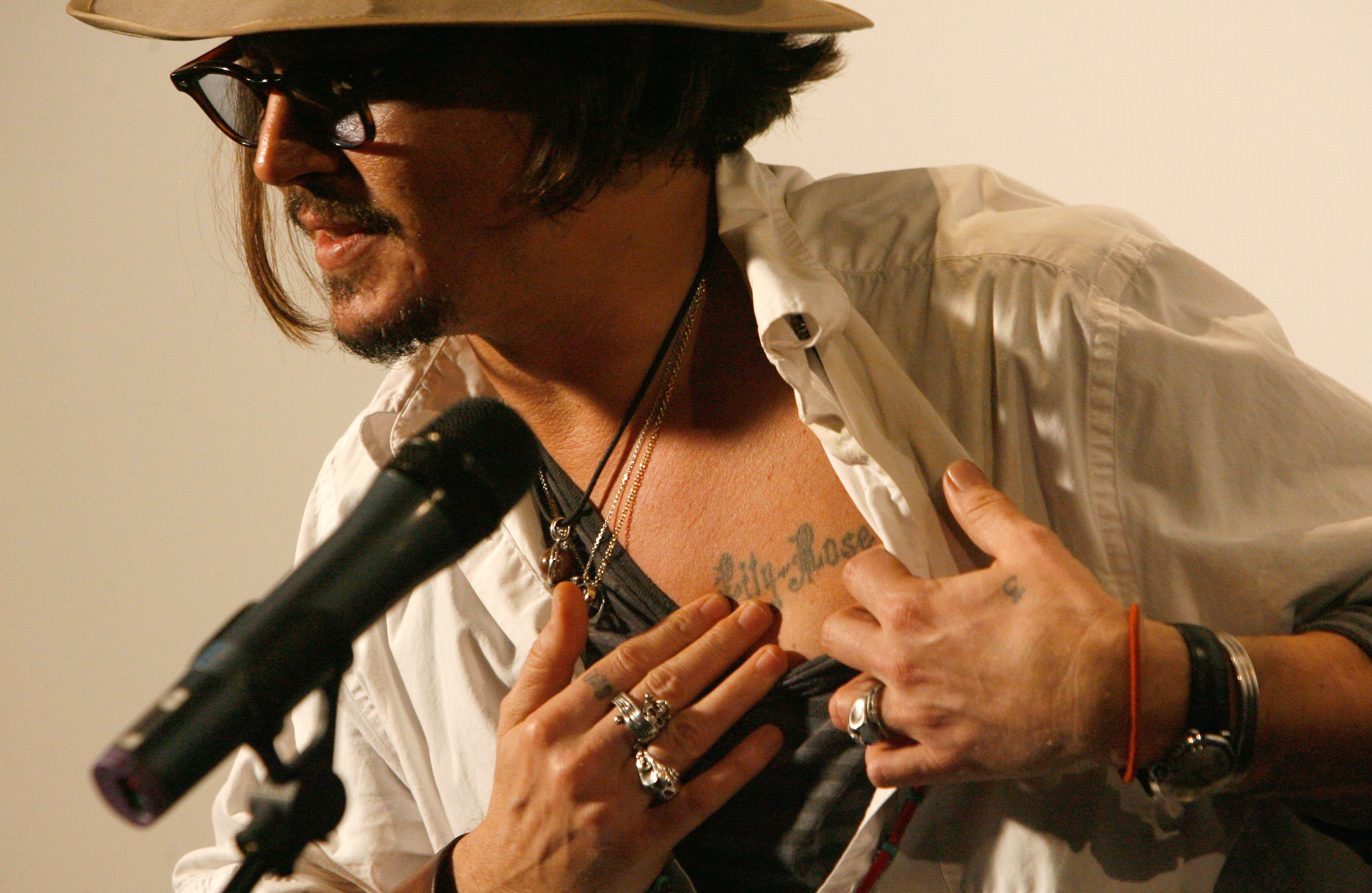Johnny Depp at a press conference during the Kustendorf music & film festival, day 2 on January 14, 2010 in Belgrade, Serbia. | Source: Getty Images