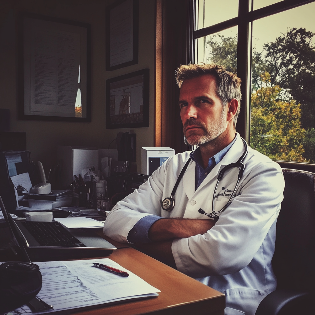 A doctor sitting at his desk | Source: Midjourney