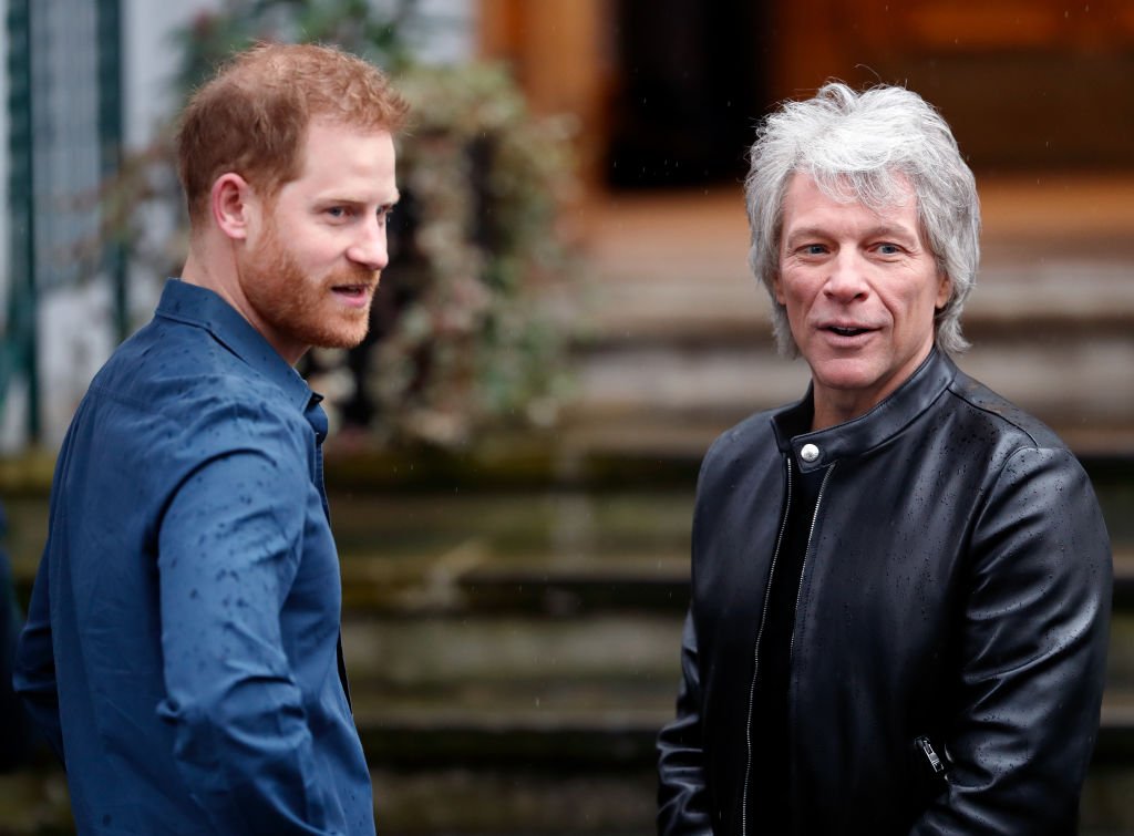 Prince Harry, Duke of Sussex meets Jon Bon Jovi at the Abbey Road Studios where the Invictus Games Choir are recording a special single in aid of the Invictus Games Foundation on February 28, 2020 | Photo: Getty Images
