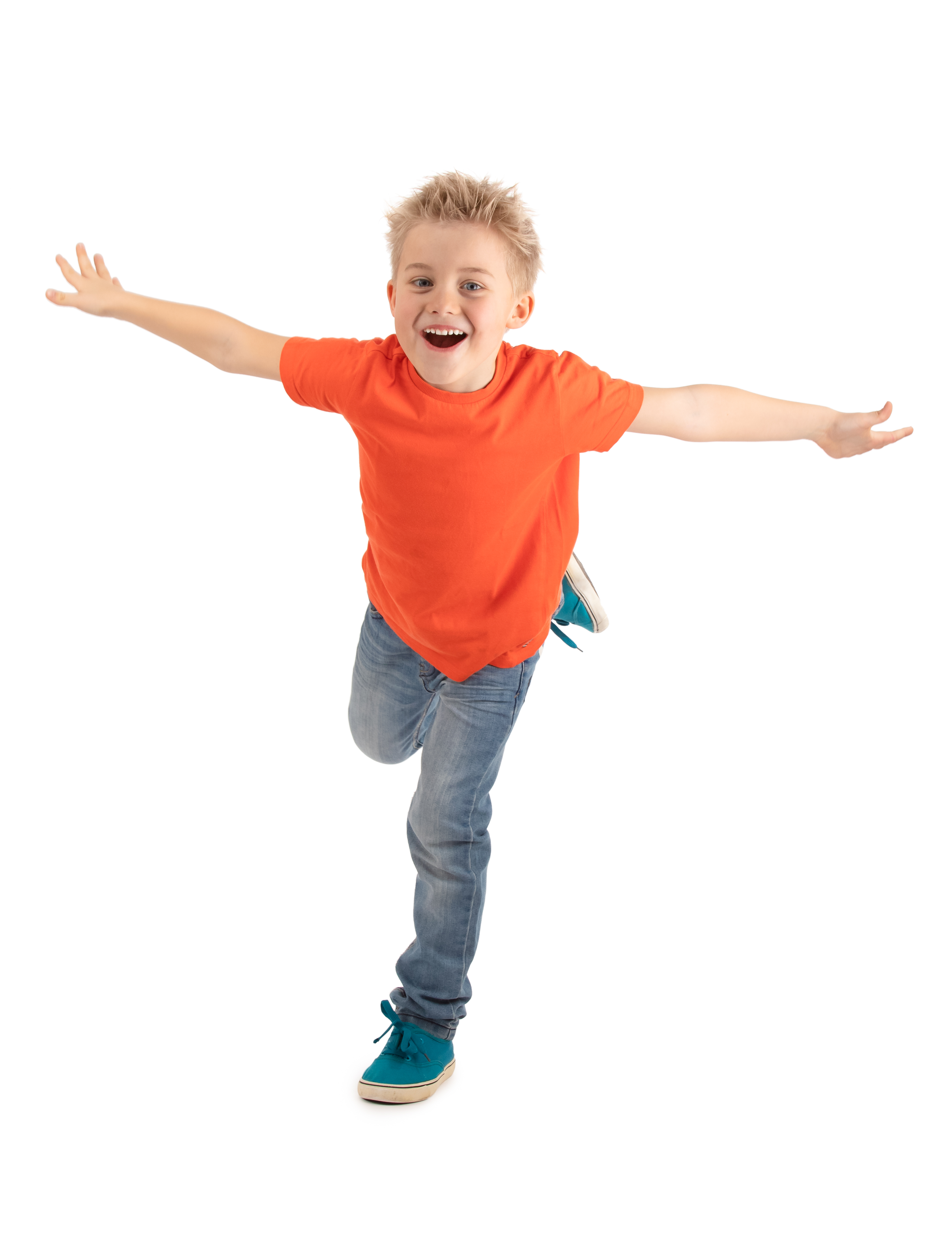 Boy running with his arms at his sides | Source: Shutterstock