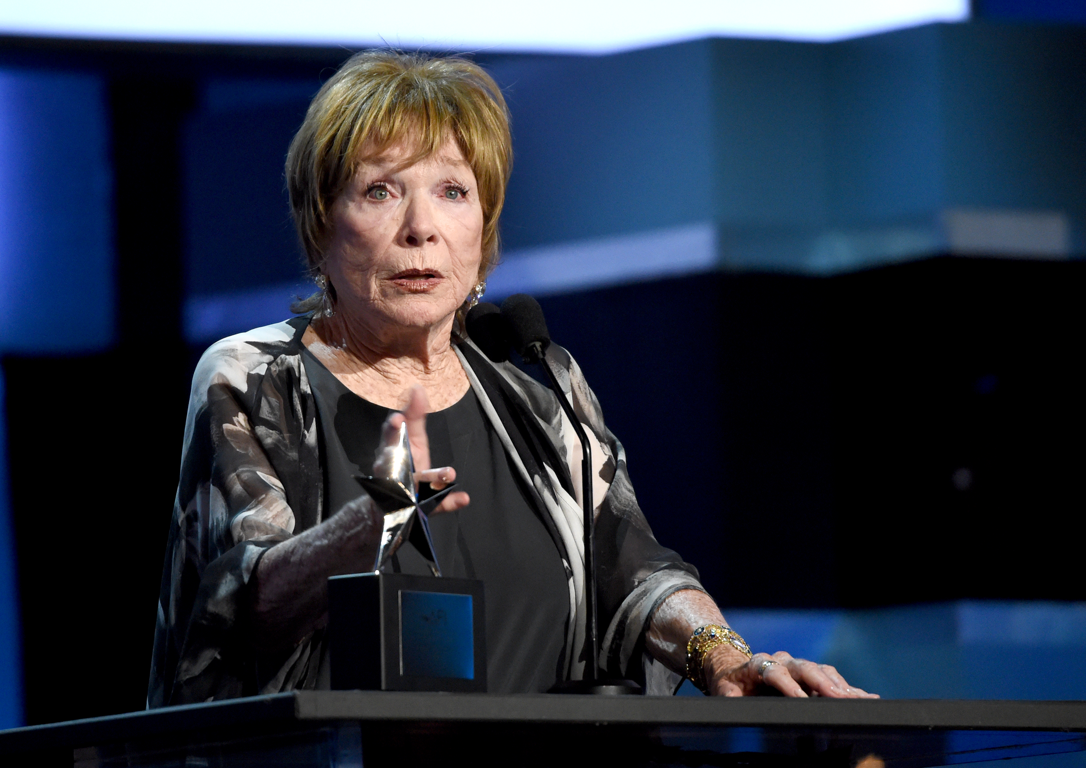 Shirley MacLaine speaks onstage at the American Film Institute's 46th Life Achievement Award Gala Tribute to George Clooney at Dolby Theatre on June 7, 2018 in Hollywood, California. | Source: Getty Images