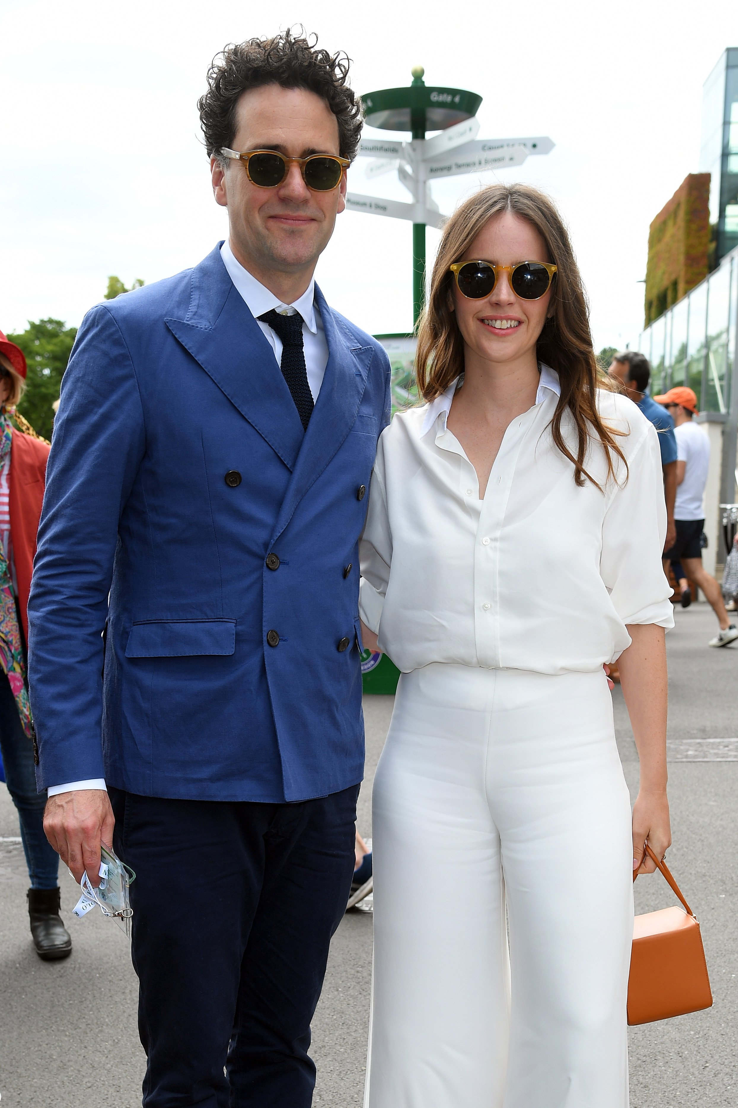 Charles Guard and Felicity Jones at the Wimbledon Tennis Championships on July 8, 2019, in London, England. | Source: Getty Images