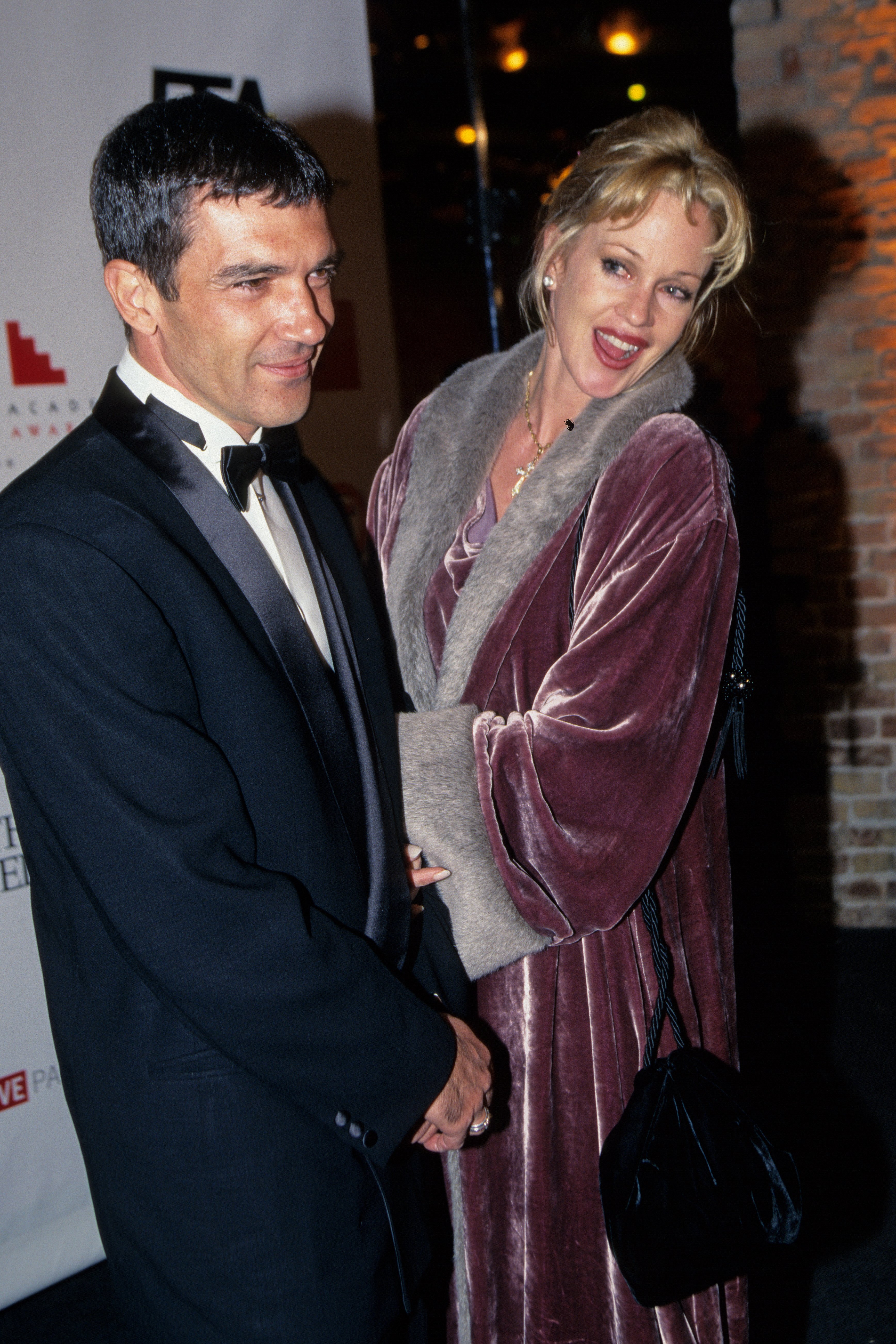 Antonio Banderas and Melanie Griffith are photographed the European Film Award in December 1999 in Berlin, Germany | Source: Getty Images